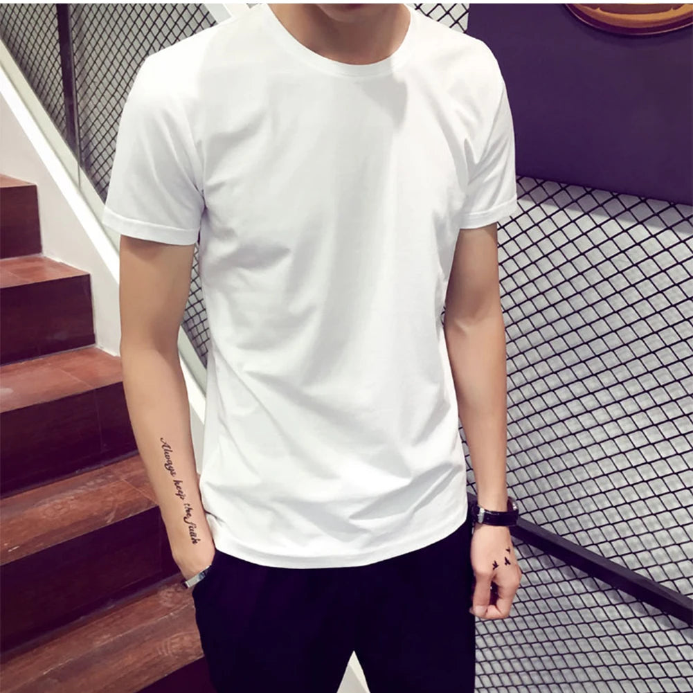 Men Cotton T-Shirt  Loose Oversize Tshirt Casual Breathable Short Sleeve