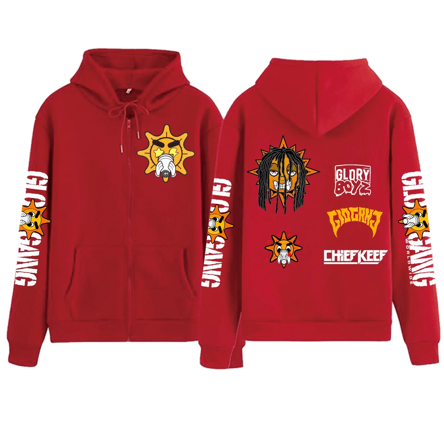 Chief Keef Zipper Hoodie Harajuku Pullover Tops Sweatshirt Streetwear Chief Keef Fans Gift