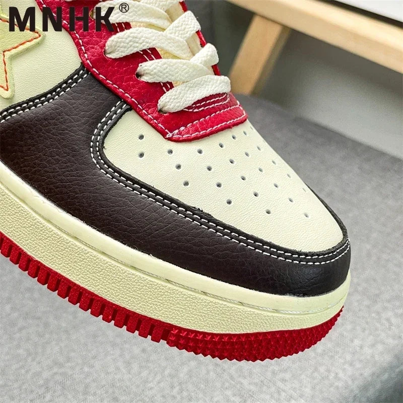 New Leather Board Shoes BAPE: Thick-Sole Casual Sneakers for Dynamic Sporty Look