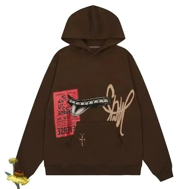 Fashion Streetwear Cactus Jack Hoodies Graffiti Printing Sweatshirts High Street Hip Hop CACTUS JACK Pullover