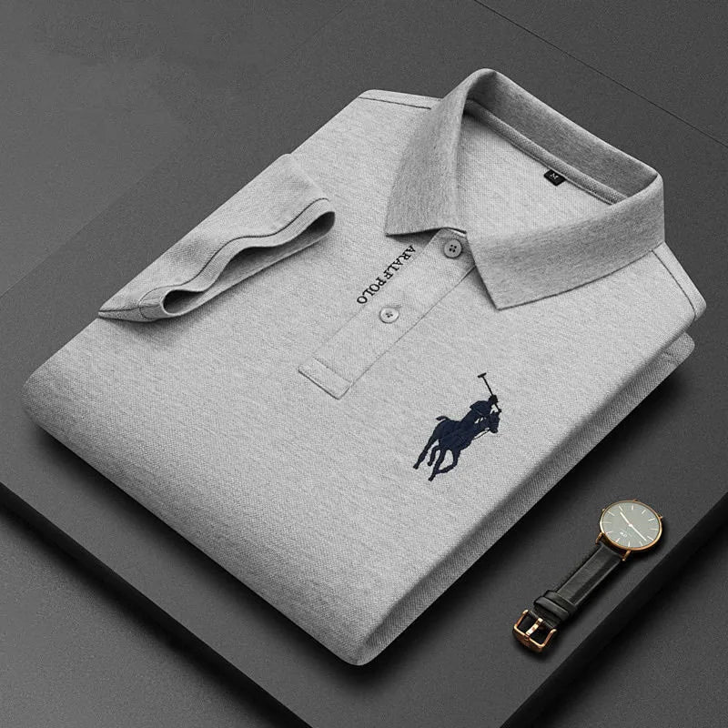 Embroidered Men's Pure Cotton Popsicle Cotton Short Sleeved Polo Shirt 2024 Summer New Business Casual Breathable Men's Top 4xl