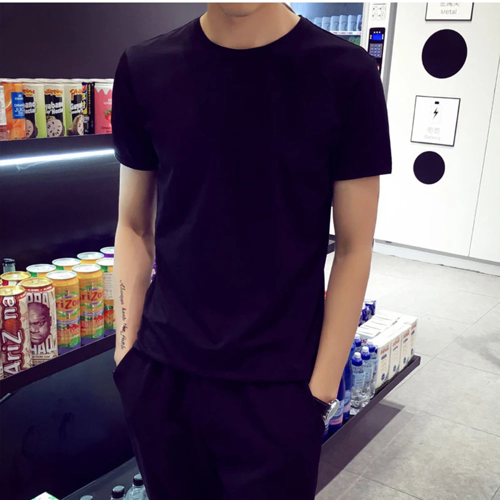 Men Cotton T-Shirt  Loose Oversize Tshirt Casual Breathable Short Sleeve