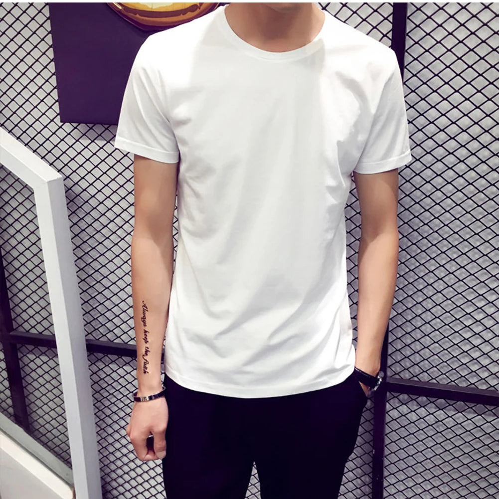 Men Cotton T-Shirt  Loose Oversize Tshirt Casual Breathable Short Sleeve